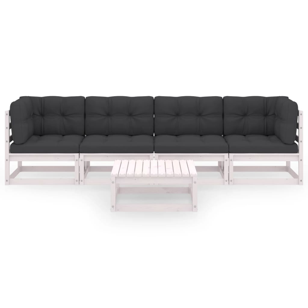 5-tlg. Garten-Lounge-Set mit Kissen Kiefer Massivholz