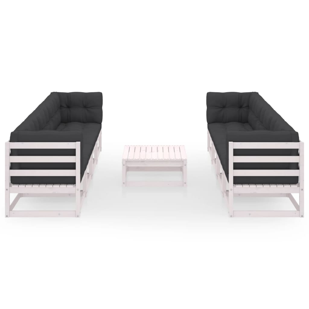 9-tlg. Garten-Lounge-Set mit Kissen Kiefer Massivholz