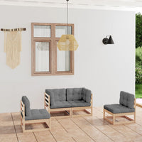 Thumbnail for 4-tlg. Garten-Lounge-Set mit Kissen Kiefer Massivholz