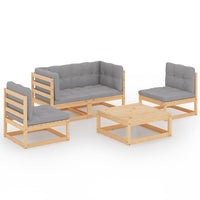 Thumbnail for 5-tlg. Garten-Lounge-Set mit Kissen Kiefer Massivholz