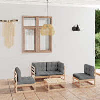 Thumbnail for 5-tlg. Garten-Lounge-Set mit Kissen Kiefer Massivholz