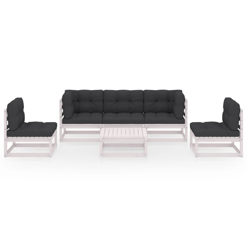 6-tlg. Garten-Lounge-Set mit Kissen Kiefer Massivholz
