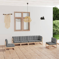 Thumbnail for 6-tlg. Garten-Lounge-Set mit Kissen Kiefer Massivholz