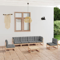 Thumbnail for 7-tlg. Garten-Lounge-Set mit Kissen Kiefer Massivholz