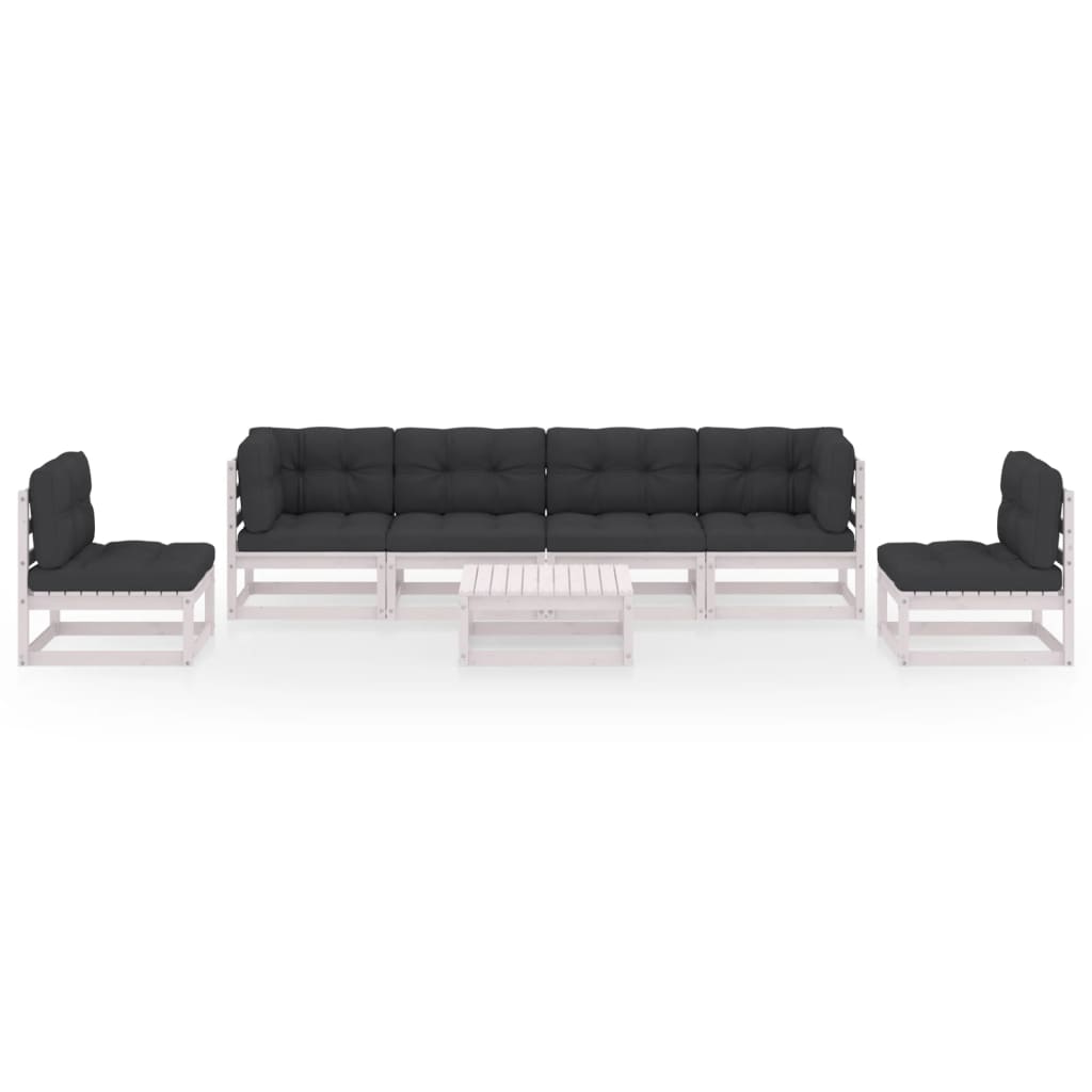 7-tlg. Garten-Lounge-Set mit Kissen Kiefer Massivholz