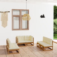 Thumbnail for 6-tlg. Garten-Lounge-Set mit Kissen Kiefer Massivholz