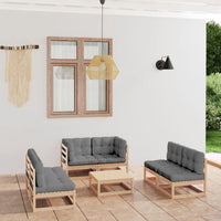 Thumbnail for 7-tlg. Garten-Lounge-Set mit Kissen Kiefer Massivholz