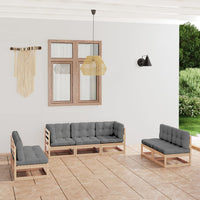 Thumbnail for 7-tlg. Garten-Lounge-Set mit Kissen Kiefer Massivholz