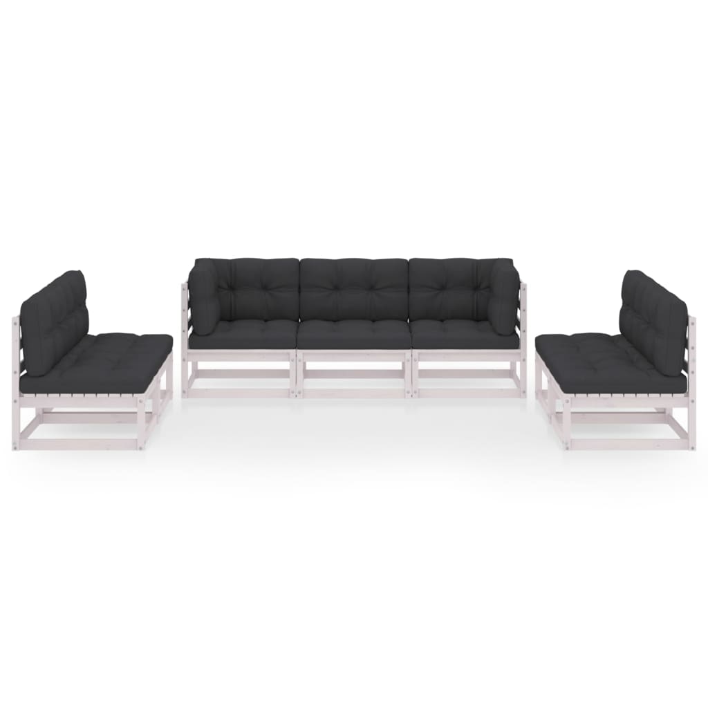 7-tlg. Garten-Lounge-Set mit Kissen Kiefer Massivholz