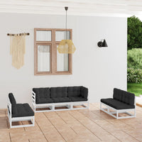 Thumbnail for 7-tlg. Garten-Lounge-Set mit Kissen Kiefer Massivholz