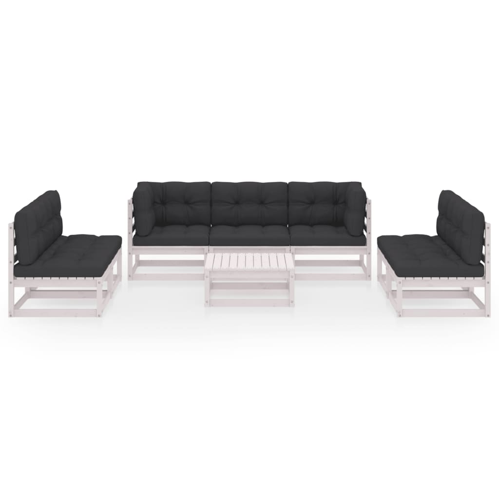 8-tlg. Garten-Lounge-Set mit Kissen Kiefer Massivholz