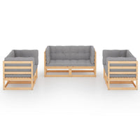 Thumbnail for 6-tlg. Garten-Lounge-Set mit Kissen Kiefer Massivholz