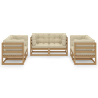 Thumbnail for 6-tlg. Garten-Lounge-Set mit Kissen Kiefer Massivholz
