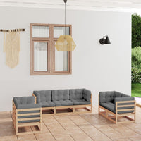 Thumbnail for 7-tlg. Garten-Lounge-Set mit Kissen Kiefer Massivholz