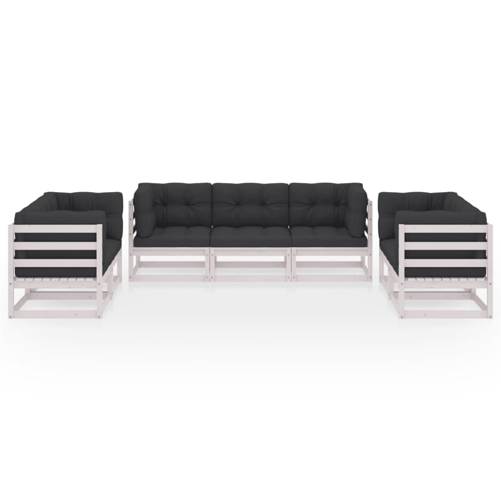 7-tlg. Garten-Lounge-Set mit Kissen Kiefer Massivholz