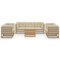Thumbnail for 8-tlg. Garten-Lounge-Set mit Kissen Kiefer Massivholz