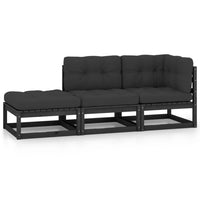 Thumbnail for 3-tlg. Garten-Lounge-Set mit Kissen Kiefer Massivholz