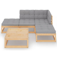 Thumbnail for 5-tlg. Garten-Lounge-Set mit Kissen Kiefer Massivholz
