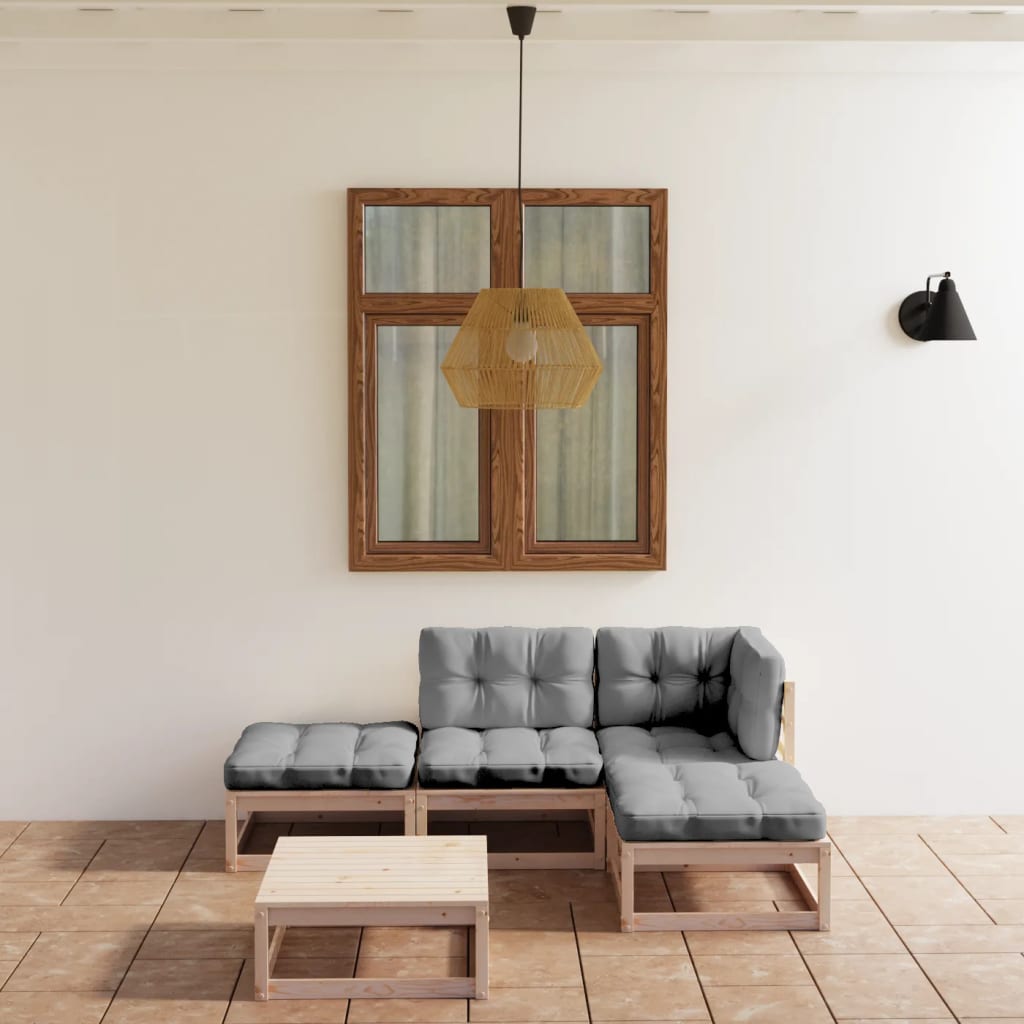 5-tlg. Garten-Lounge-Set mit Kissen Kiefer Massivholz