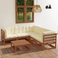 Thumbnail for 6-tlg. Garten-Lounge-Set mit Kissen Kiefer Massivholz