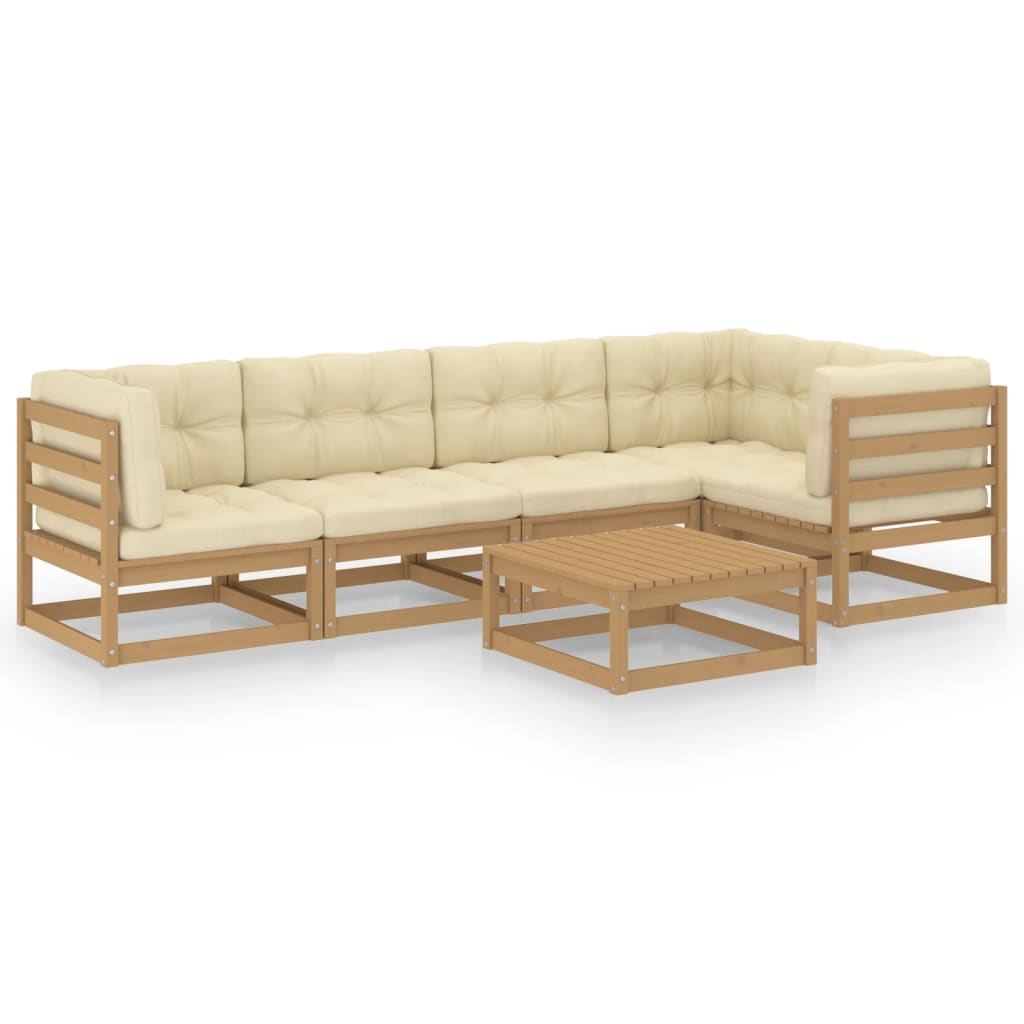 6-tlg. Garten-Lounge-Set mit Kissen Kiefer Massivholz