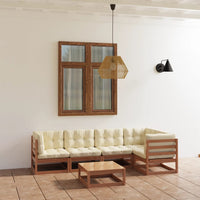 Thumbnail for 6-tlg. Garten-Lounge-Set mit Kissen Kiefer Massivholz