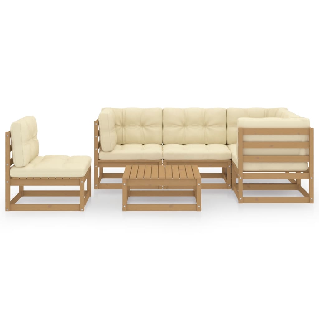 6-tlg. Garten-Lounge-Set mit Kissen Kiefer Massivholz