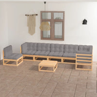 Thumbnail for 8-tlg. Garten-Lounge-Set mit Kissen Massivholz Kiefer