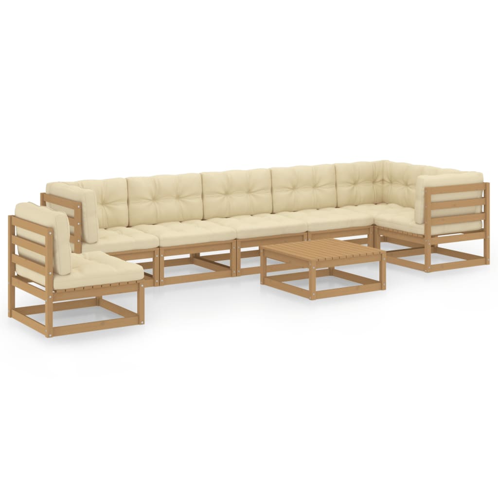 8-tlg. Garten-Lounge-Set mit Kissen Kiefer Massivholz