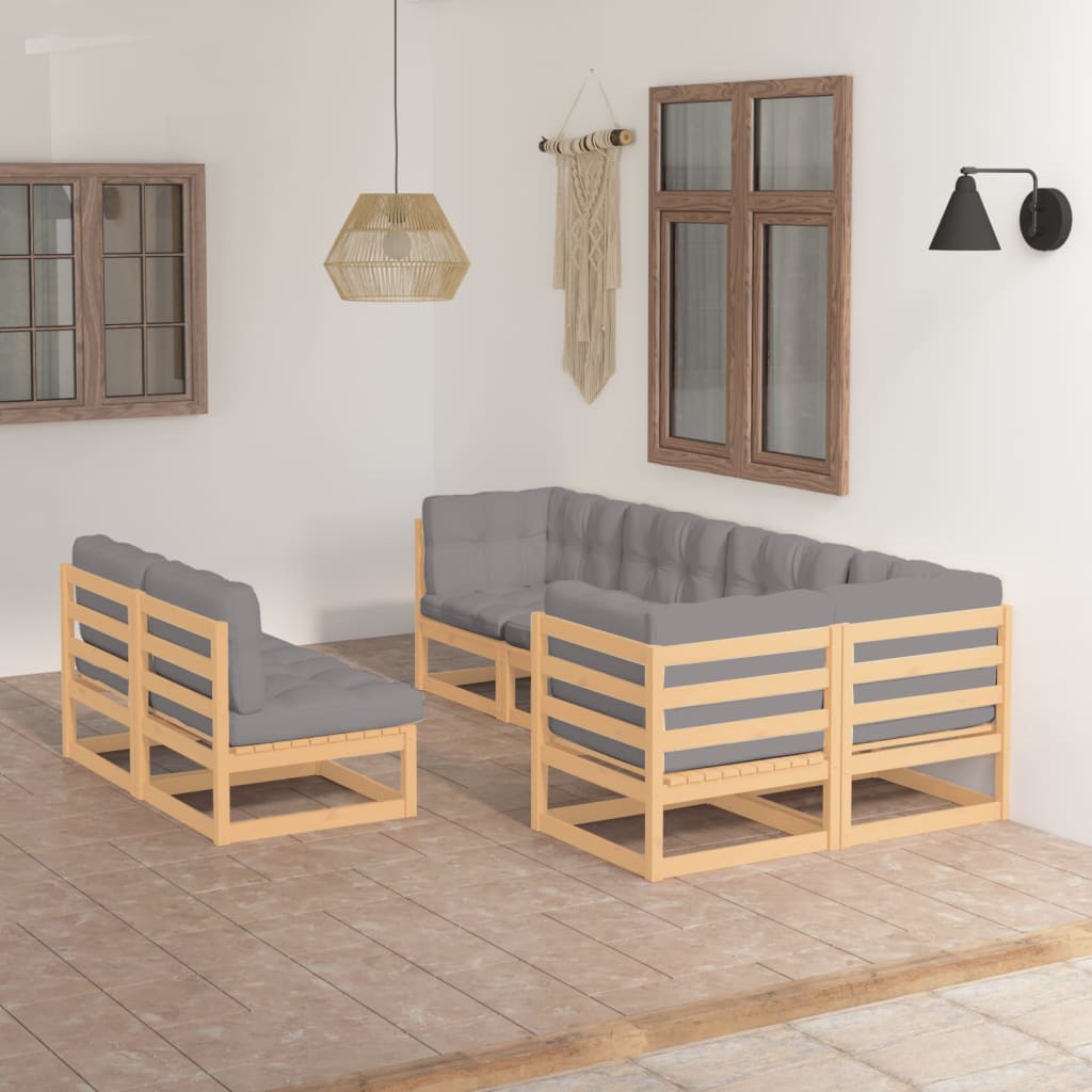 7-tlg. Garten-Lounge-Set mit Kissen Kiefer Massivholz
