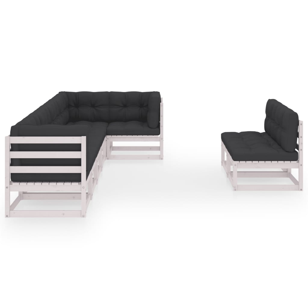 8-tlg. Garten-Lounge-Set mit Kissen Kiefer Massivholz