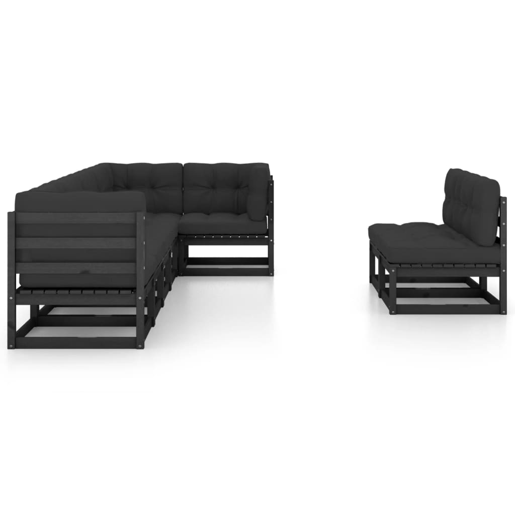 8-tlg. Garten-Lounge-Set mit Kissen Kiefer Massivholz