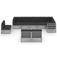 Thumbnail for 9-tlg. Garten-Lounge-Set mit Kissen Kiefer Massivholz