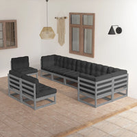 Thumbnail for 9-tlg. Garten-Lounge-Set mit Kissen Kiefer Massivholz