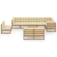 Thumbnail for 10-tlg. Garten-Lounge-Set mit Kissen Kiefer Massivholz