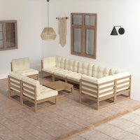 Thumbnail for 10-tlg. Garten-Lounge-Set mit Kissen Kiefer Massivholz