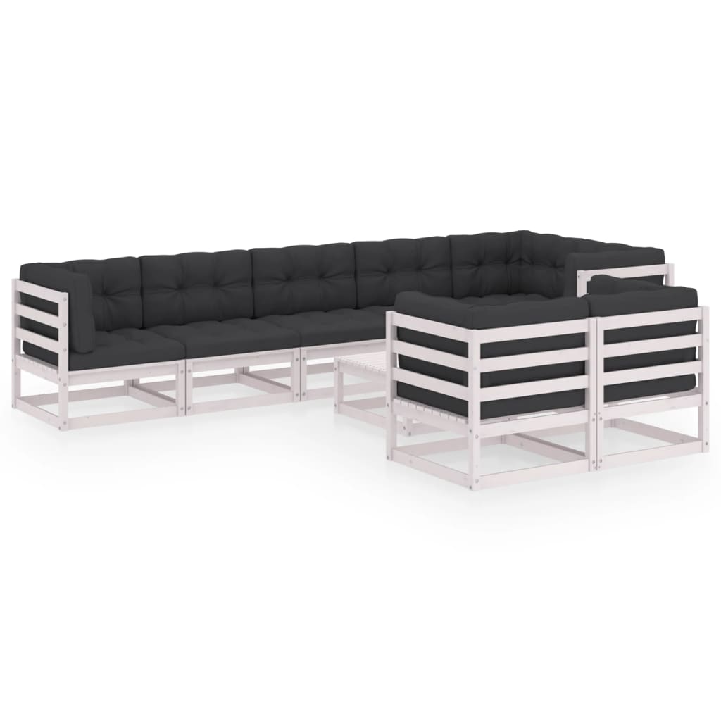 9-tlg. Garten-Lounge-Set mit Kissen Kiefer Massivholz
