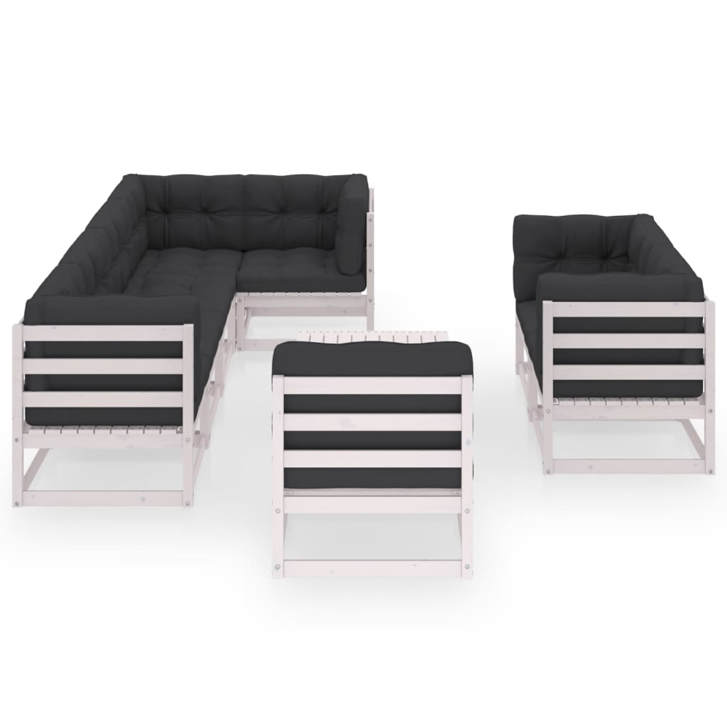 9-tlg. Garten-Lounge-Set mit Kissen Kiefer Massivholz