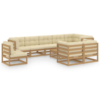 Thumbnail for 10-tlg. Garten-Lounge-Set mit Kissen Kiefer Massivholz
