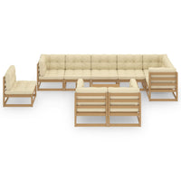 Thumbnail for 10-tlg. Garten-Lounge-Set mit Kissen Kiefer Massivholz
