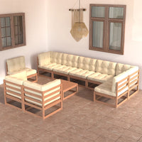 Thumbnail for 10-tlg. Garten-Lounge-Set mit Kissen Kiefer Massivholz