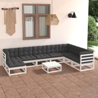 Thumbnail for 9-tlg. Garten-Lounge-Set mit Kissen Kiefer Massivholz