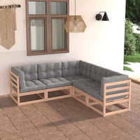Thumbnail for 5-tlg. Garten-Lounge-Set mit Kissen Kiefer Massivholz