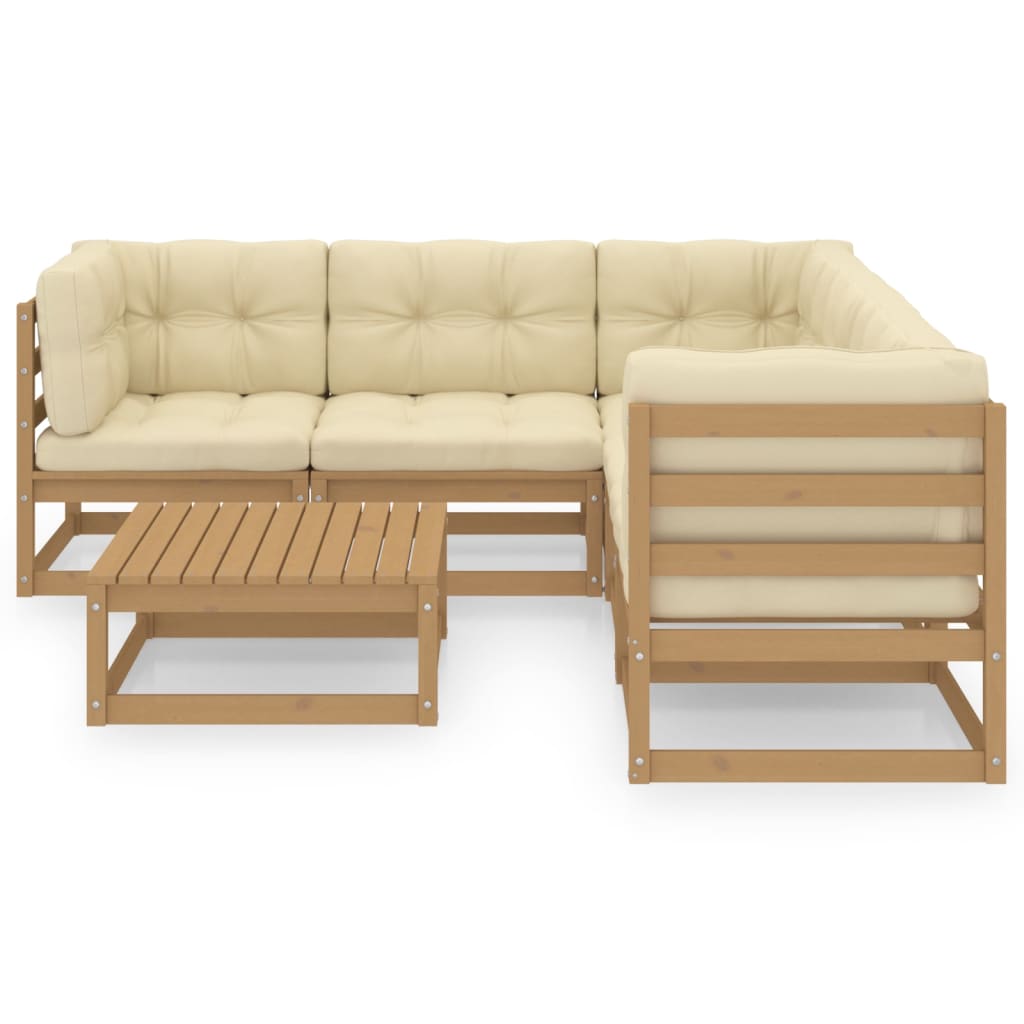 6-tlg. Garten-Lounge-Set mit Kissen Kiefer Massivholz
