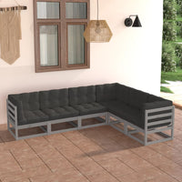 Thumbnail for 6-tlg. Garten-Lounge-Set mit Kissen Kiefer Massivholz