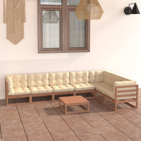 Thumbnail for 8-tlg. Garten-Lounge-Set Kissen Honigbraun Kiefer Massivholz