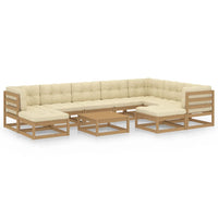 Thumbnail for 10-tlg. Garten-Lounge-Set Kissen Honigbraun Kiefer Massivholz