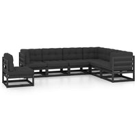 Thumbnail for 7-tlg. Garten-Lounge-Set mit Kissen Schwarz Massivholz Kiefer