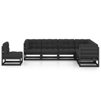 Thumbnail for 7-tlg. Garten-Lounge-Set mit Kissen Schwarz Massivholz Kiefer