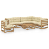 Thumbnail for 8-tlg. Garten-Lounge-Set Kissen Honigbraun Kiefer Massivholz